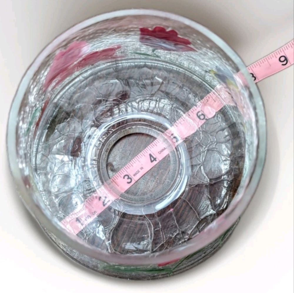 Yankee Candle Type Crackle Glass Jar topper Shade Butterfly, Tulips, Humingbird! - Picture 12 of 12